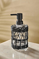 The Mia Rattan Cam Sıvı Sabunluk Siyah 330 cc