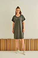 Hays Kadın Büyük Beden Pamuklu Üç İplik Kısa Kollu Elbise 36493ANT
