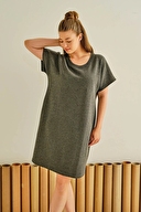 Hays Kadın Büyük Beden Pamuklu Üç İplik Kısa Kollu Elbise 36493ANT