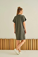 Hays Kadın Büyük Beden Pamuklu Üç İplik Kısa Kollu Elbise 36493ANT