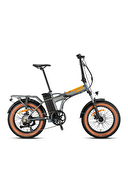 Loop Elektrikli Bisiklet DISCOVERY - 20J - Katlanır ( FAT Bike) - 7 Vites - Elektrikli - Mat Füme-Turuncu/Gri