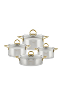 Hisar Orion Tencere Seti 8 Parça Metal Kulp Gold