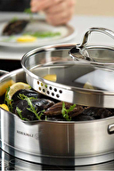 Korkmaz Steama Çelik Kısa Tencere 24X7 cm