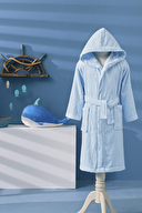 Özdilek Boy Marine Kapüşonlu Kadife Çocuk Bornozu 13/14 Yaş