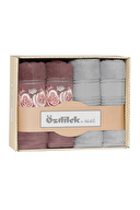 Özdilek Shine Kelebek Nakışlı Kutulu 4'lü El ve Yüz Havlusu 50x85 cm