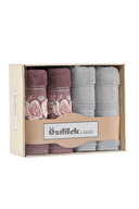 Özdilek Shine Kelebek Nakışlı Kutulu 4'lü El ve Yüz Havlusu 50x85 cm