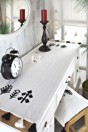 Floretta Çiçek Nakışlı Keten Runner DP023-2 50x130 cm