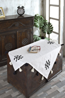 Floretta Otantik Nakışlı Keten Masa Örtüsü DP023-1 90x90 cm