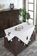 Floretta Otantik Nakışlı Keten Masa Örtüsü DP023-1 90x90 cm
