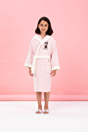 Özdilek Minnie Mouse Happy Nakışlı Disney Lisanslı Kapüşonlu Çocuk Bornozu 5/6 Yaş