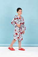 Özdilek Spiderman Wall Lisanslı Kapüşonlu Çocuk Bornozu 7/8 Yaş