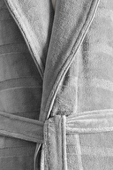 Sadem Organik Stripe Şal Yaka Bornoz