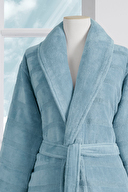 Sadem Organik Stripe Şal Yaka Bornoz