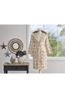 Özdilek Shell Plaid Kadife Kapüşonlu Bornoz