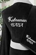 Özdilek Kahraman Baba Nakışlı Kadife Erkek Bornoz Seti