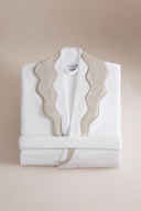 Cottons & Clouds Retro Line Nakışlı Şal Yaka Bornoz