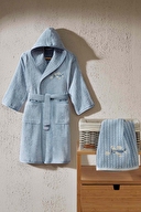 Cottons & Clouds Plane Nakışlı Kapüşonlu Çocuk Bornozu 11 / 12 Yaş