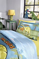 Özdilek Dino Zoo Tek Kişilik Lastikli Çarşaf Nevresim Takımı