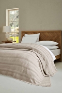 Cottons & Clouds Striped Waffle Throw Örtü 140 x 200 cm