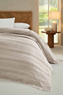 Cottons & Clouds Striped Waffle Throw Örtü 140 x 200 cm