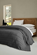 Cottons & Clouds Striped Waffle Throw Örtü 140 x 200 cm