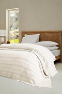 Cottons & Clouds Striped Waffle Throw Örtü 140 x 245 cm