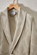 Cottons & Clouds Lattice Şal Yaka Bornoz