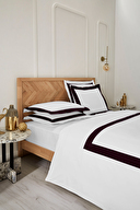 Cottons & Clouds Midnight Plum Lastikli Çarşaf Çift Kişilik Nakışlı Saten Nevresim Takımı