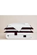 Cottons & Clouds Midnight Plum Lastikli Çarşaf Çift Kişilik Nakışlı Saten Nevresim Takımı