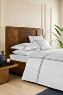 Cottons & Clouds Tartan Lastikli Çarşaf Çift Kişilik Nakışlı Saten Nevresim Takımı