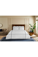 Cottons & Clouds Tartan Lastikli Çarşaf King Size Nakışlı Saten Nevresim Takımı