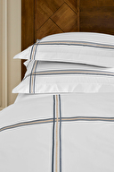 Cottons & Clouds Tartan Lastikli Çarşaf Süper King Size Nakışlı Saten Nevresim Takımı