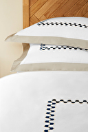 Cottons & Clouds Wave Lastikli Çarşaf Süper King Size Nakışlı Saten Nevresim Takımı