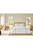 Cottons & Clouds Wave Line Lastikli Çarşaf King Size Nakışlı Saten Nevresim Takımı