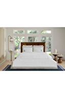 Cottons & Clouds Anchor Lastikli Çarşaf Süper King Size Nakışlı Saten Nevresim Takımı