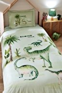 Özdilek Dinosaur Tek Kişilik Lastikli Çarşaf Nevresim Takımı