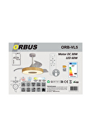 Orbus VL5 Estetik Tasarımlı Uzaktan Kumandalı LED Tavan Vantilatörü - Ayarlanabilir Işık ve Hız Kontrolü