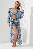 Pierre Cardin Kadın Belden Bağlamalı Uzun Kimono 231812-DMOR