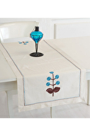 Ödel Buldan İşlemeli Keten Runner BK056 50x130 cm