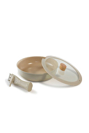 Neoflam Midas İç İçe Geçebilen Tava Tencere Set 9 Parça Bej