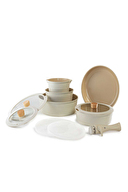 Neoflam Midas İç İçe Geçebilen Tava Tencere Set 11 Parça Bej