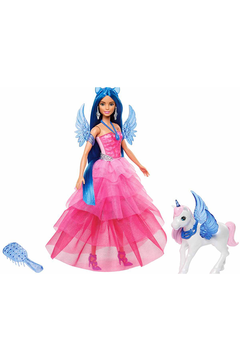Barbie Mavi Saçlı Prenses Bebek HRR16