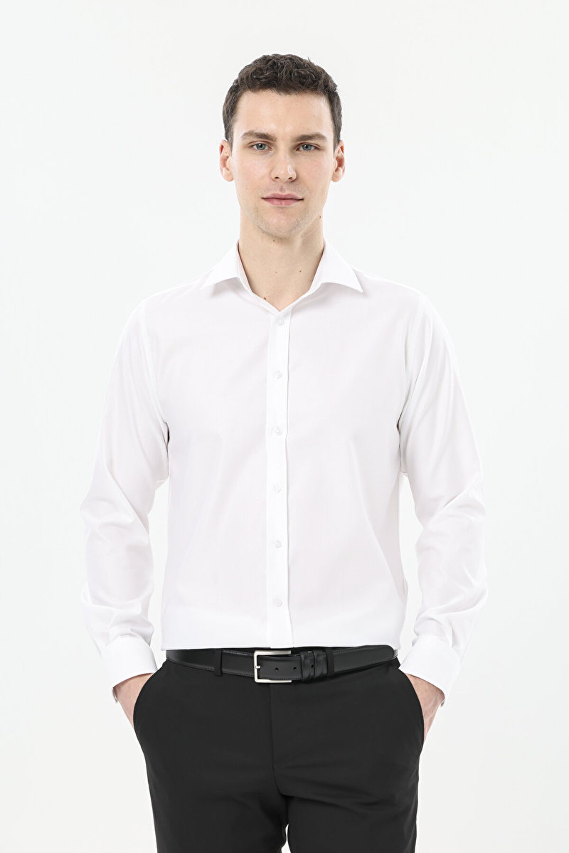 Finesuits Erkek Non-Iron Düz Pamuk Gömlek 2512103101.NONR