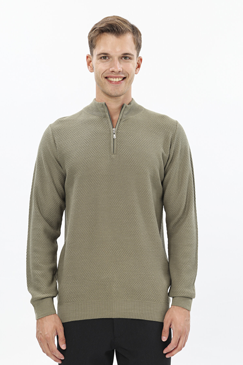 Finesuits Erkek Düz Yünlü Desenli Yünlü Kazak 2522201012.YBFR