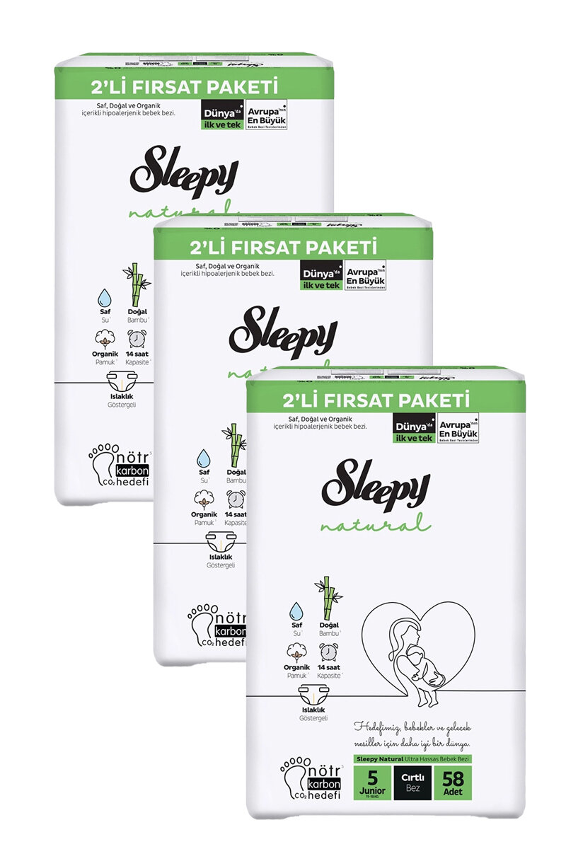 Sleepy Natural 2'li Fırsat Junıor (5) 3x58'li 11-18 kg Bebek Bezi