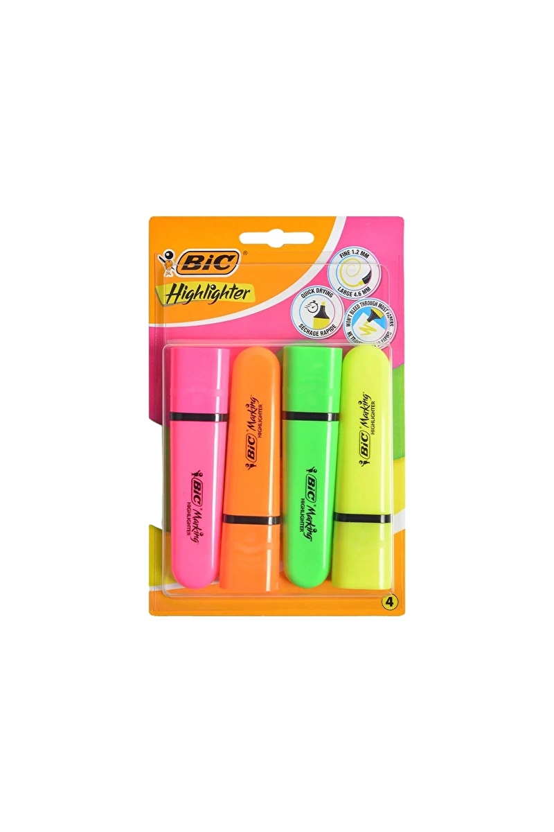 Bic Flat Fosforlu Kalem Neon Renkler 4'lü