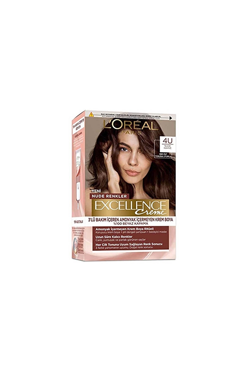 Loreal Excellence Creme Nude Renkler Saç Boyası 4U Kahve
