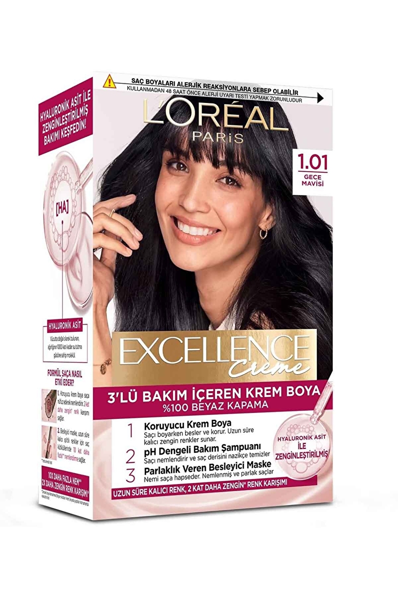 L’Oréal Paris Excellence Creme Saç Boyası – 1.01 Derin Siyah