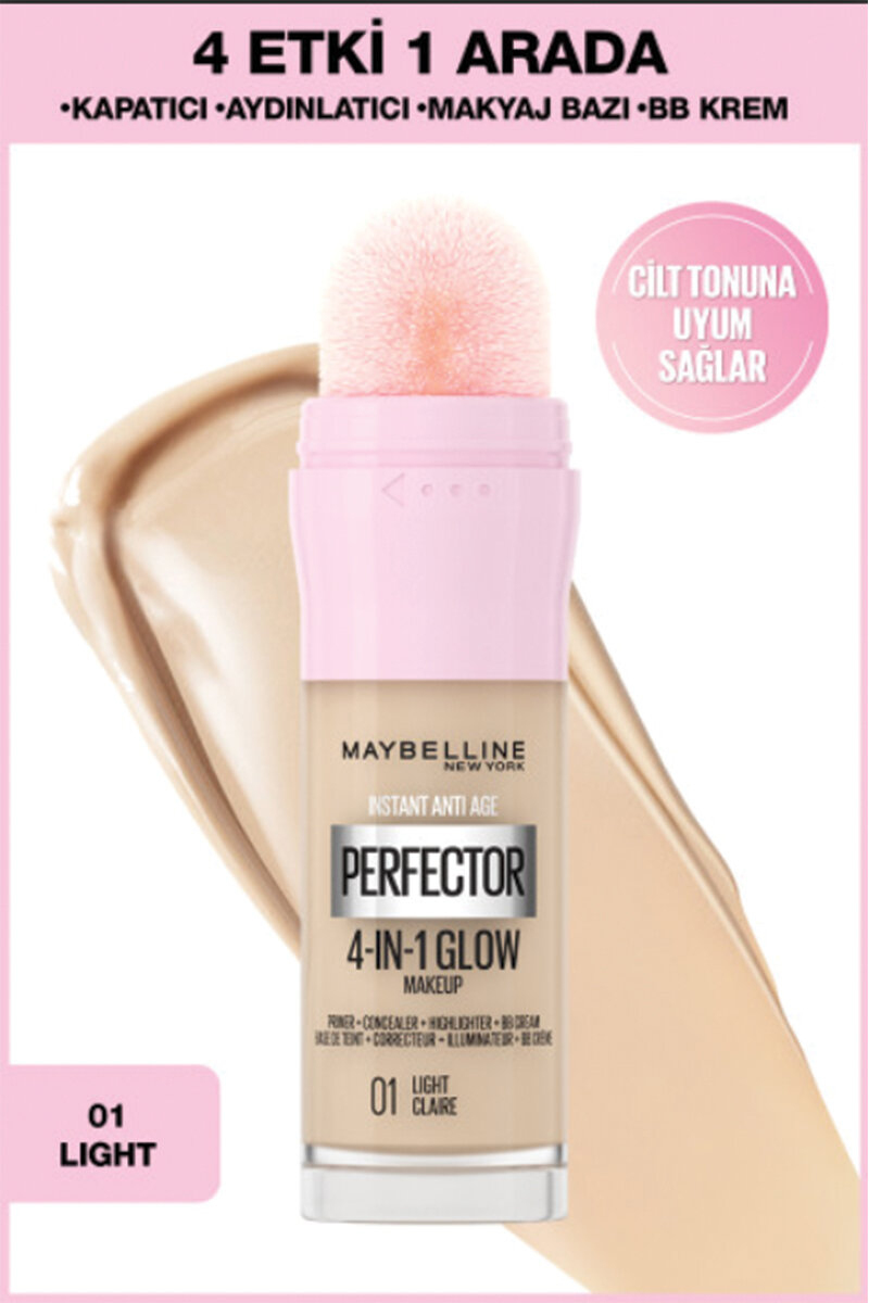 Maybelline Instant Perfector Glow 4 Etki 1 Arada Fondöten- 01 Light
