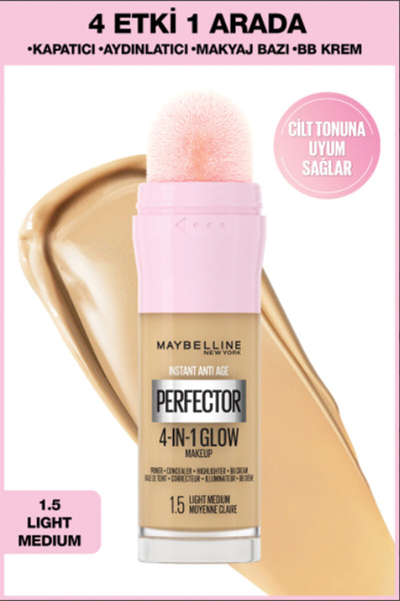 Maybelline Instant Perfector Glow 4 Etki 1 Arada Fondöten- 1.5 Light Medium